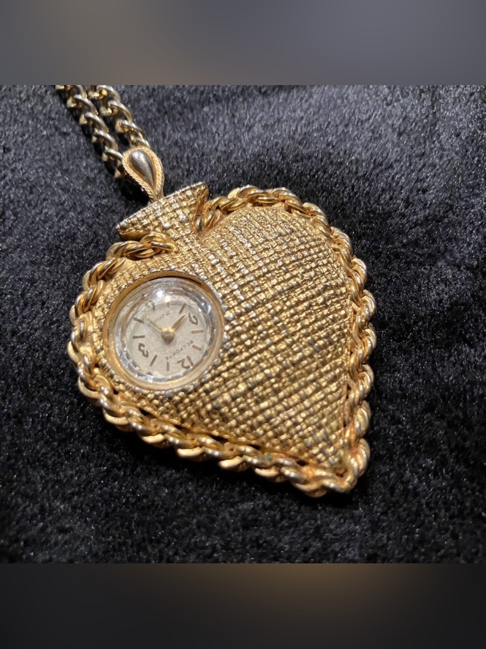 Bel-forte 17 Jewels Watch Spade Pendent 24” Long Necklace In Working Order